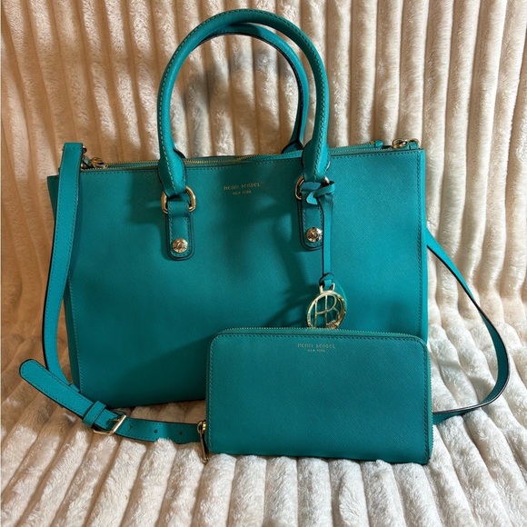 Henri Bendel Teal Satchel and Wallet Set - Picture 1 of 12